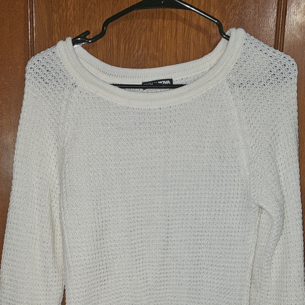 Fashion Nova White Crew Neck Knit Sweater